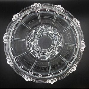 Vintage Oyster Pearl Beaded Clear Glass Bowl  KIG Indonesia  7"